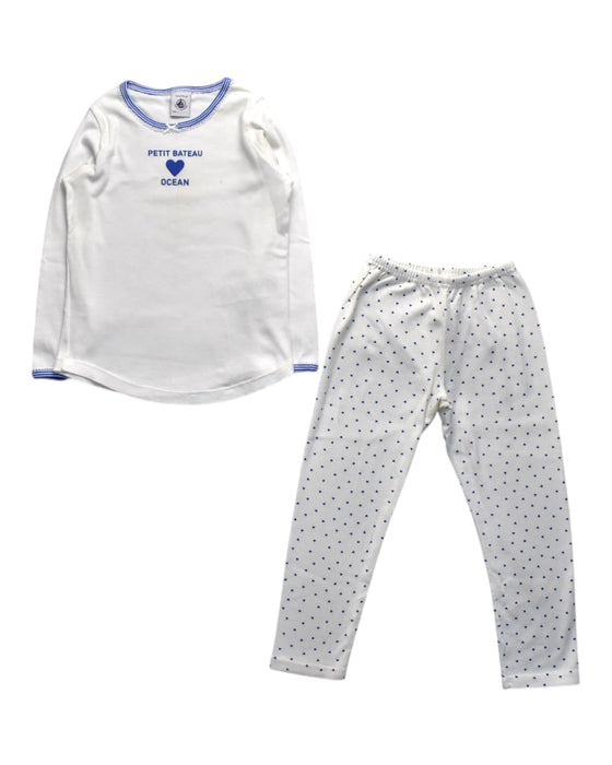 A White Pyjama Sets from Petit Bateau in size 3T for girl. (Front View)