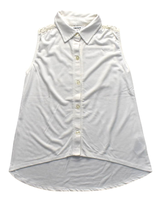 A White Sleeveless Shirts from DKNY in size 12Y for girl. (Front View)