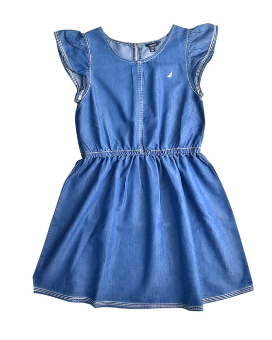 A Blue Sleeveless Dresses from Nautica in size 12Y for girl. (Front View)
