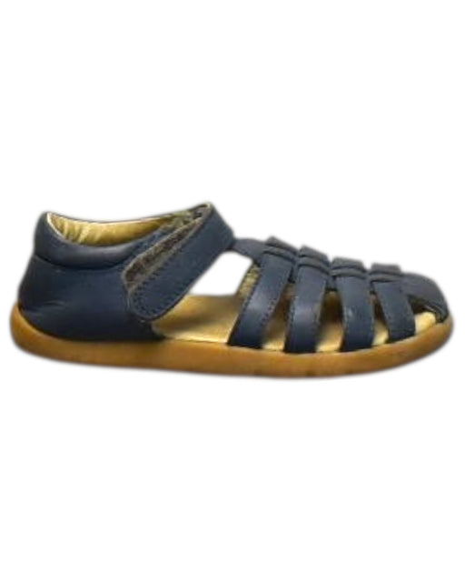 A Navy Sandals from Bobux in size 4T for boy. (Front View)