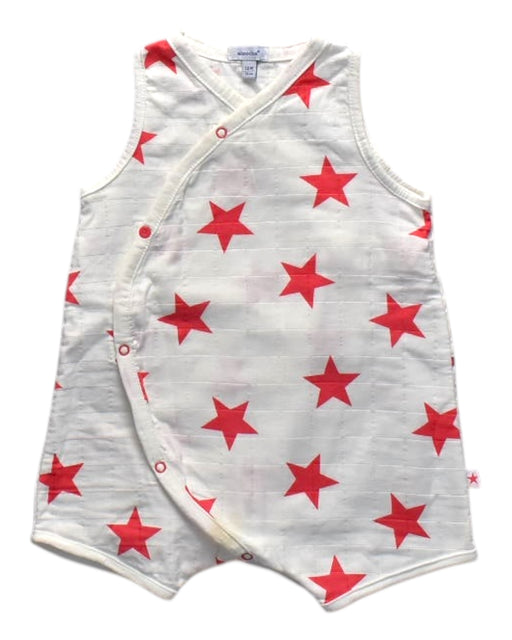 A Red Sleeveless Rompers from Absorba in size 6-12M for boy. (Front View)