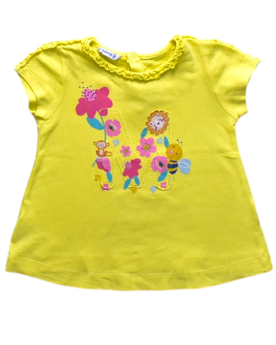 A Yellow Short Sleeve Tops from Mayoral in size 18-24M for girl. (Front View)