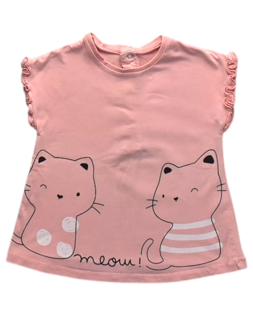 A Pink Short Sleeve Tops from Mayoral in size 12-18M for girl. (Front View)