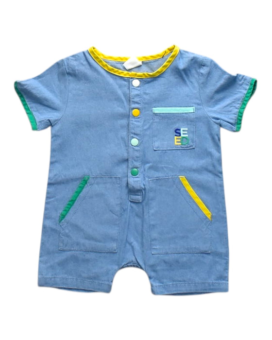 A Multicolour Short Sleeve Rompers from Seed in size 3-6M for boy. (Front View)