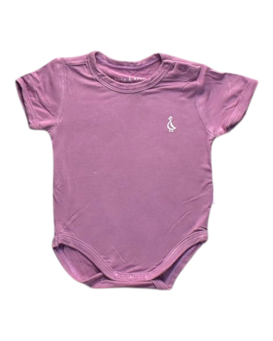 A Pink Short Sleeve Bodysuits from Raph and Remy in size 0-3M for girl. (Front View)