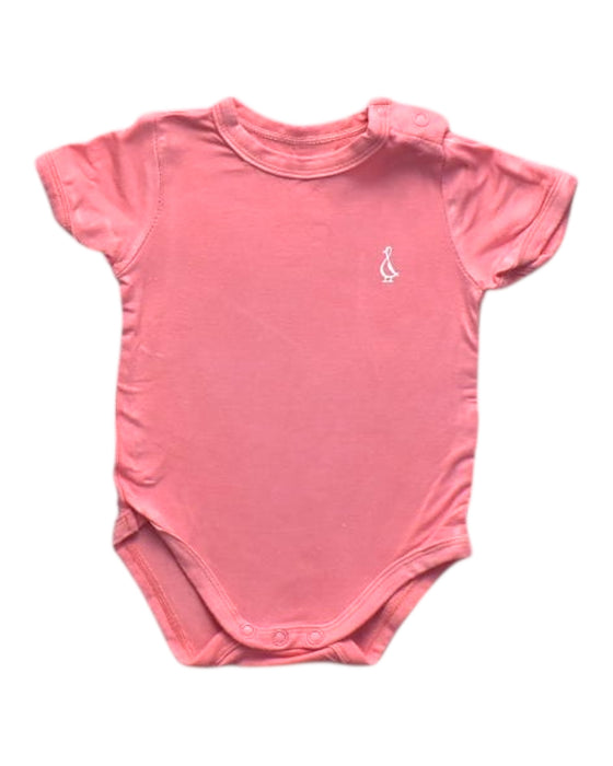 A Pink Short Sleeve Bodysuits from Raph and Remy in size 0-3M for girl. (Front View)