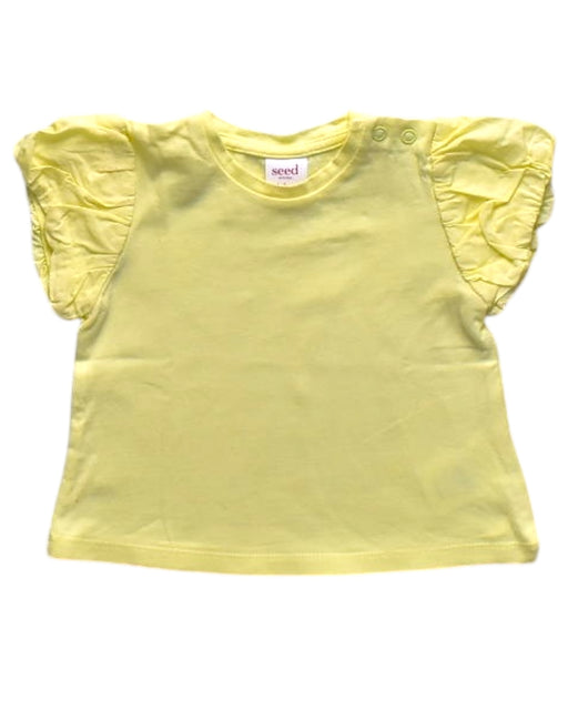 A Yellow Short Sleeve Tops from Seed in size 3-6M for girl. (Front View)