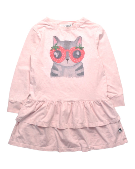 A Pink Long Sleeve Dresses from Minti in size 3T for girl. (Front View)