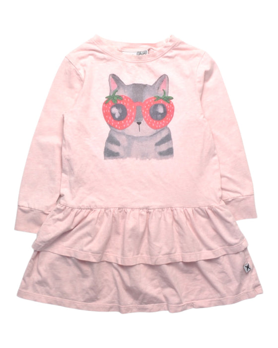 A Pink Long Sleeve Dresses from Minti in size 3T for girl. (Front View)