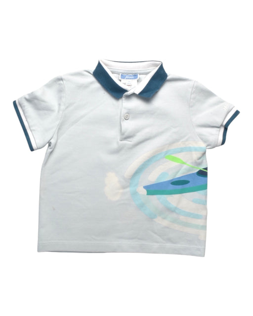 A Blue Short Sleeve Polos from Jacadi in size 4T for boy. (Front View)