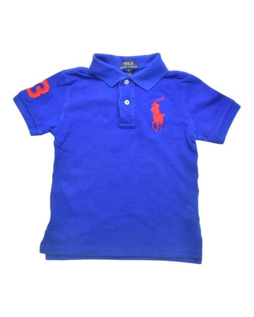 A Blue Short Sleeve Polos from Polo Ralph Lauren in size 3T for boy. (Front View)