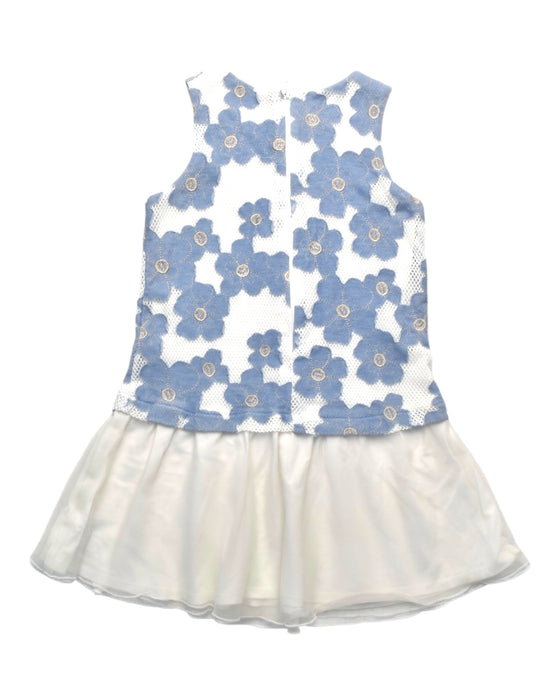 A Blue Sleeveless Dresses from Chicco in size 6T for girl. (Back View)