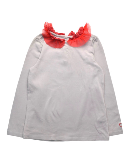 A White Long Sleeve Tops from Chateau de Sable in size 6T for girl. (Front View)
