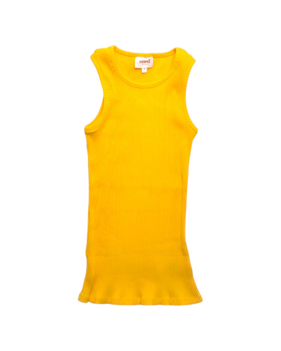 A Yellow Sleeveless Dresses from Seed in size 8Y for girl. (Front View)