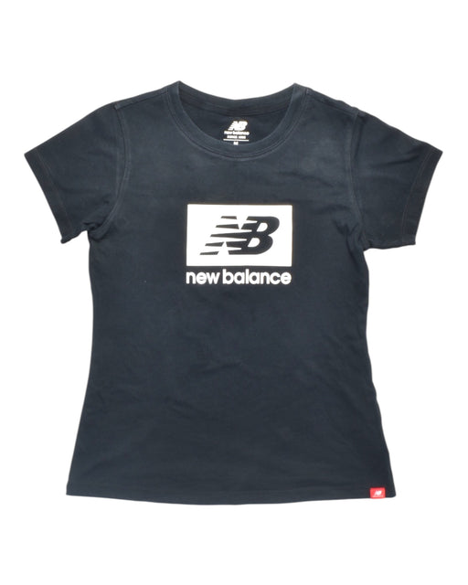 A Black Short Sleeve T Shirts from New Balance in size 10Y for girl. (Front View)