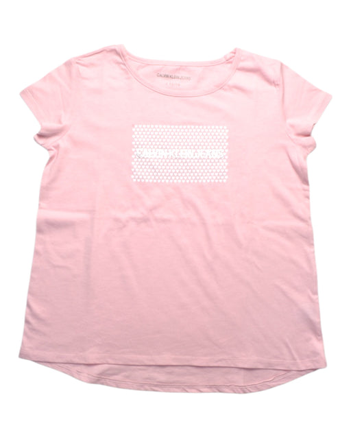 A Pink Short Sleeve T Shirts from Calvin Klein in size 12Y for girl. (Front View)
