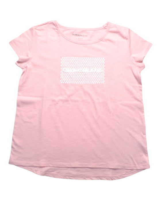 A Pink Short Sleeve T Shirts from Calvin Klein in size 12Y for girl. (Front View)