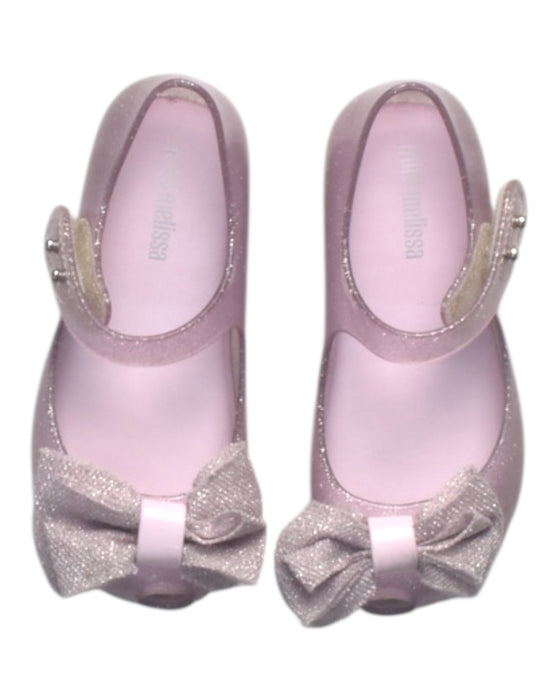A Pink Flats from Mini Melissa in size 3T for girl. (Back View)