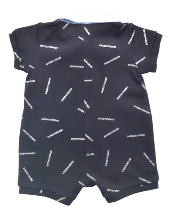 A Navy Short Sleeve Rompers from Emporio Armani in size 0-3M for boy. (Back View)