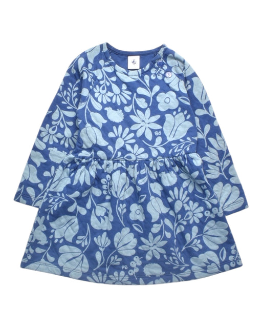A Blue Long Sleeve Dresses from Petit Bateau in size 4T for girl. (Front View)