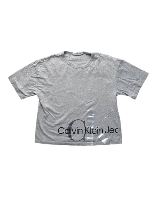 A Grey Short Sleeve T Shirts from Calvin Klein in size 12Y for girl. (Front View)