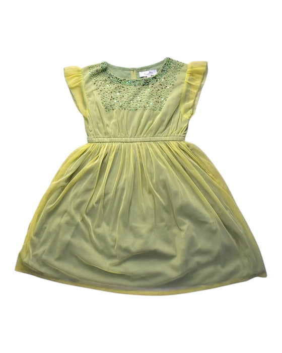 A Yellow Sleeveless Dresses from bloomB in size 5T for girl. (Front View)