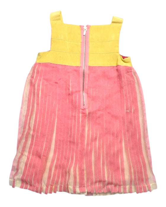 A Pink Sleeveless Dresses from MiMiSol in size 4T for girl. (Back View)