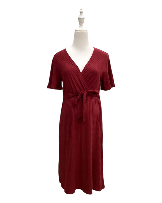 A Burgundy Short Sleeve Dresses from Dear in size Maternity-S for maternity. (Front View)