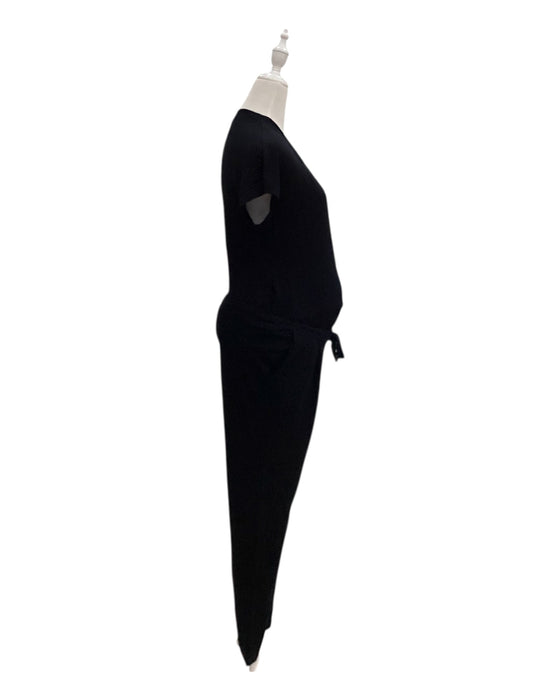 A Black Short Sleeve Jumpsuits from Seraphine in size Maternity-S for maternity. (Back View)