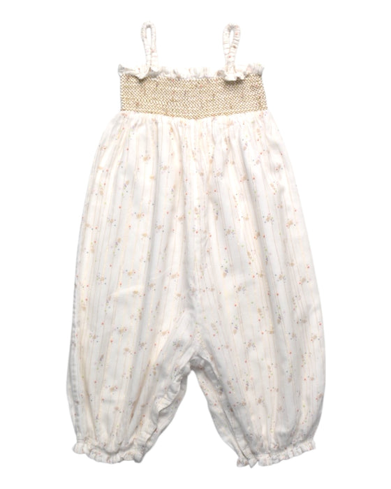 A White Long Overalls from Velveteen in size 6-12M for girl. (Front View)