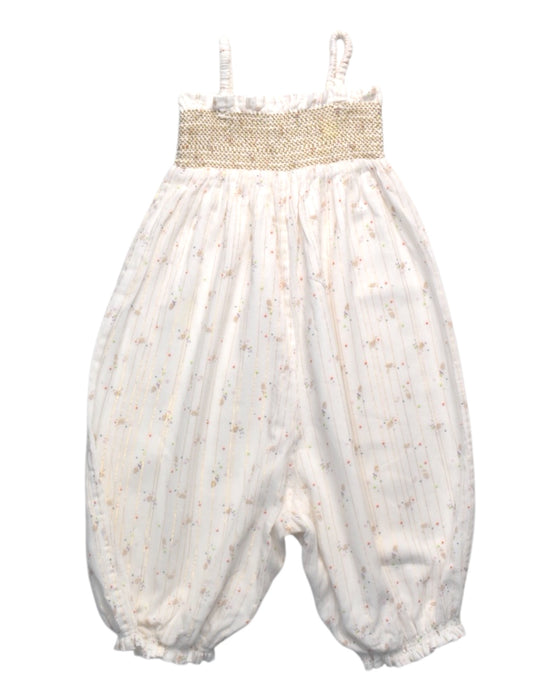 A White Long Overalls from Velveteen in size 6-12M for girl. (Back View)