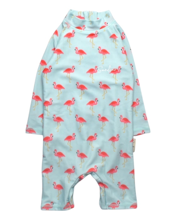 A Blue Swimsuits from Sandbar in size 12-18M for girl. (Front View)