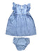 A Blue Sleeveless Dresses from 7 For All Mankind in size 12-18M for girl. (Back View)