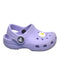 A Purple Slip Ons from Crocs in size 12-18M for girl. (Front View)