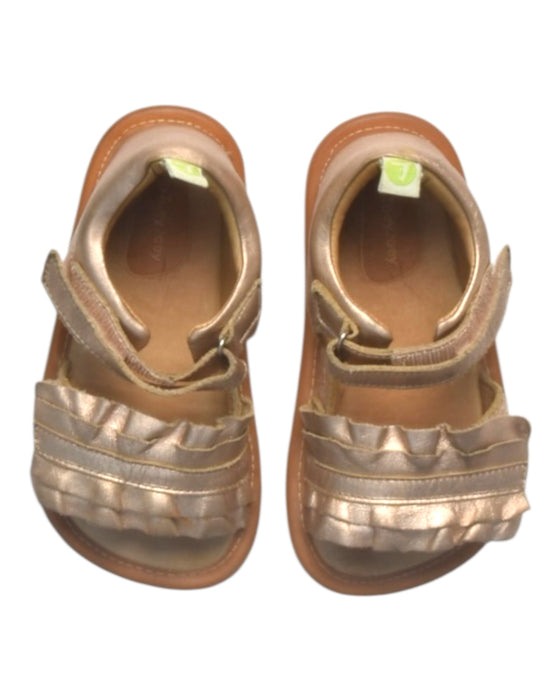 A Gold Sandals from Tip Toey Joey in size 2T for girl. (Back View)