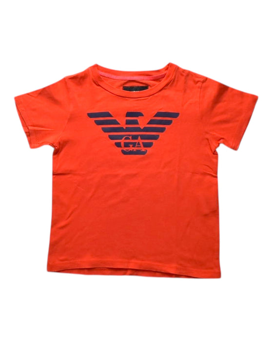 A Orange Short Sleeve T Shirts from Emporio Armani in size 4T for boy. (Front View)