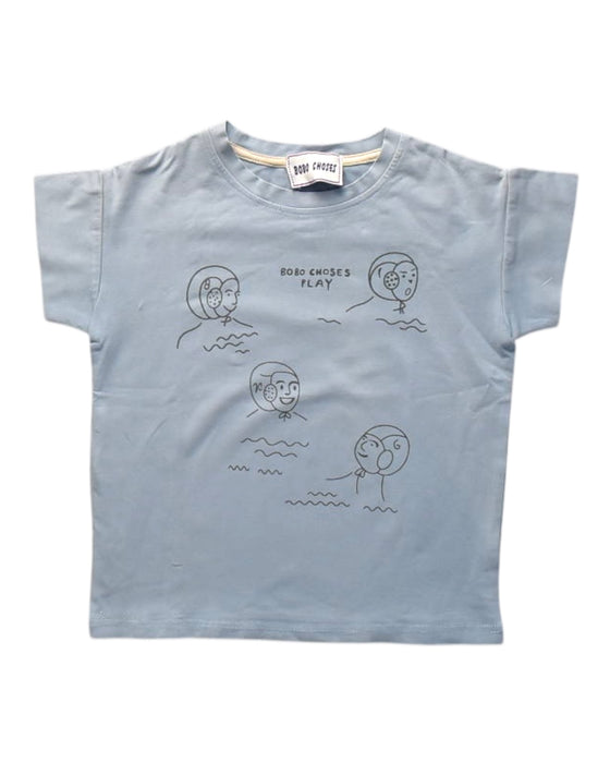 A Blue Short Sleeve T Shirts from Bobo Choses in size 4T for boy. (Front View)