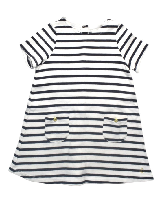 A Navy Short Sleeve Dresses from Petit Bateau in size 2T for girl. (Front View)
