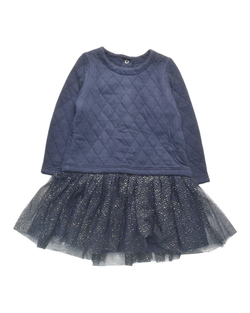 A Navy Long Sleeve Dresses from Petit Bateau in size 12-18M for girl. (Front View)