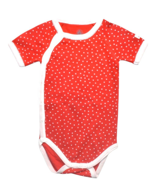 A Red Short Sleeve Bodysuits from Petit Bateau in size 6-12M for girl. (Front View)