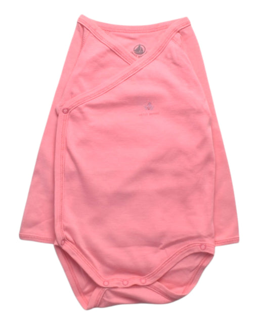 A Pink Long Sleeve Bodysuits from Petit Bateau in size 6-12M for girl. (Front View)