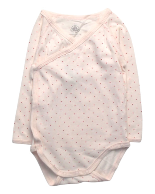 A Pink Long Sleeve Bodysuits from Petit Bateau in size 6-12M for girl. (Front View)