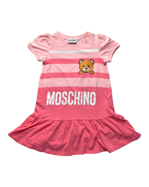 A Pink Short Sleeve Dresses from Moschino in size 4T for girl. (Front View)