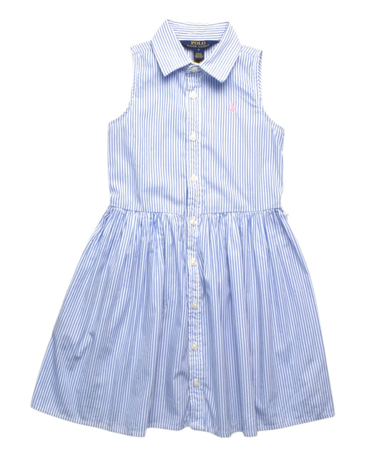 A Blue Sleeveless Dresses from Polo Ralph Lauren in size 5T for girl. (Front View)
