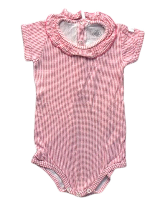 A Pink Short Sleeve Bodysuits from Petit Bateau in size 3-6M for girl. (Front View)