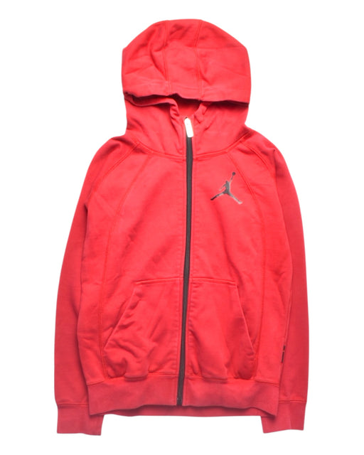 A Red Hooded Sweatshirts from Air Jordan in size 8Y for boy. (Front View)