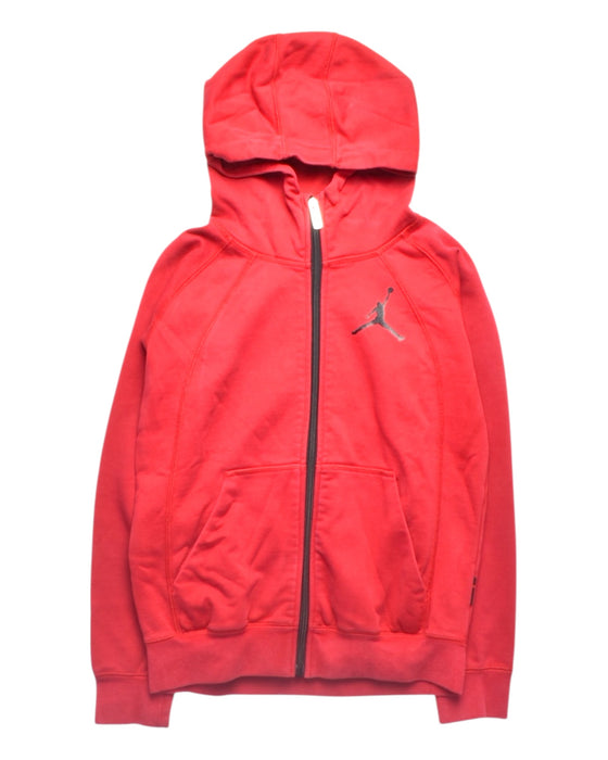 A Red Hooded Sweatshirts from Air Jordan in size 8Y for boy. (Front View)