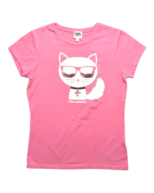 A Pink Short Sleeve T Shirts from Karl Lagerfeld in size 12Y for girl. (Front View)