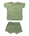 A Green Shorts Sets from Seed in size 12-18M for boy. (Front View)