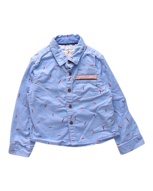 A Blue Long Sleeve Shirts from Gingersnaps in size 3-6M for boy. (Front View)